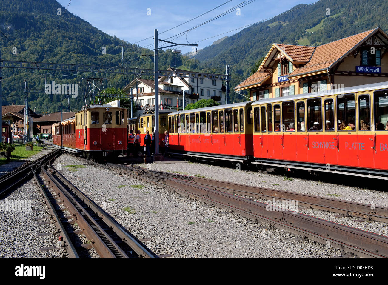 Oberland bernois, le canton de Berne, Suisse, Europe, Wilderswil, railroad, Schynige Platte, gare, Banque D'Images