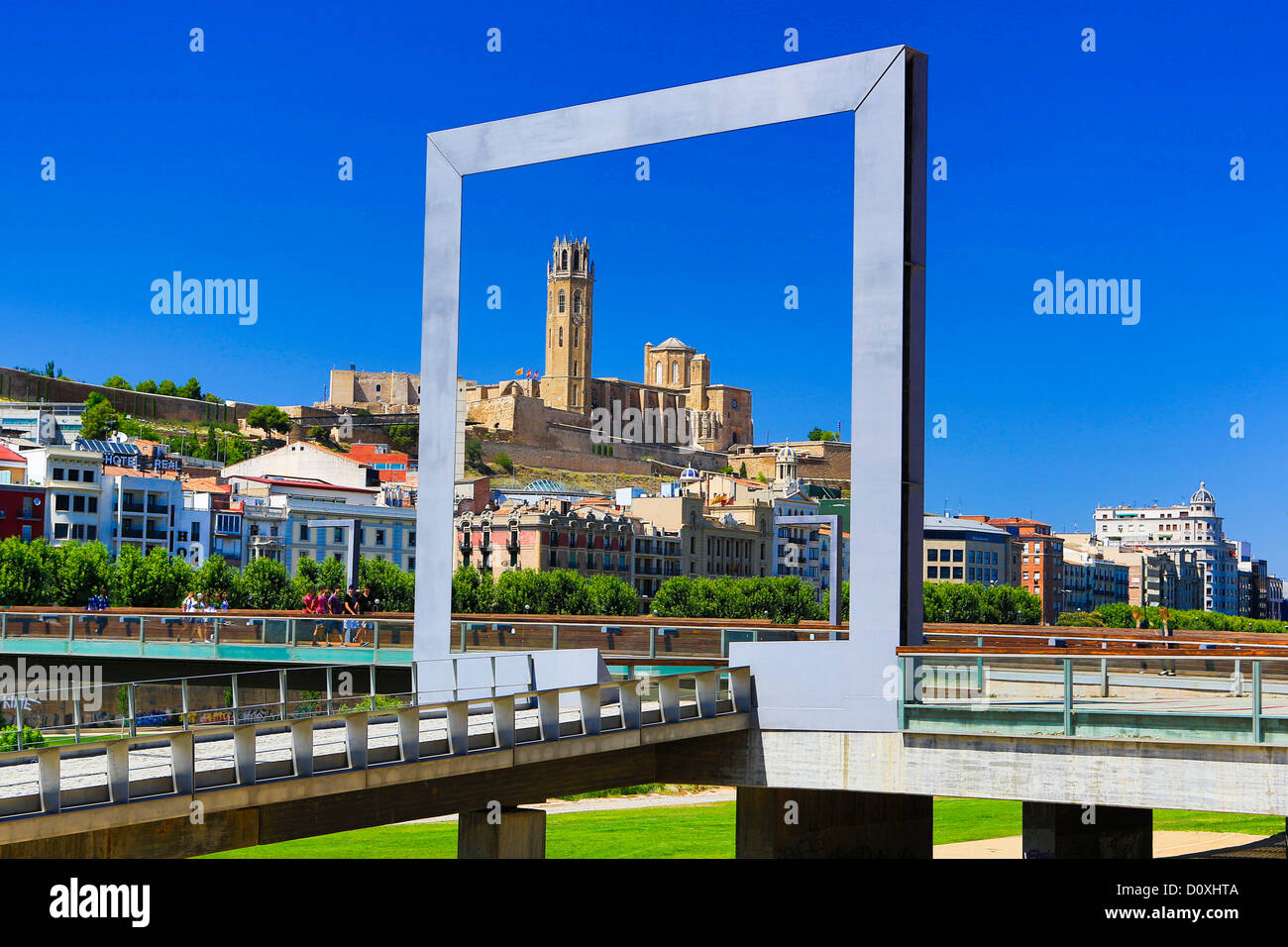 L'Espagne, l'Europe, la Catalogne, Gérone, ville, La Seu, La Cathédrale, l'architecture, pont, bâtiments, la cathédrale, l'histoire, monument, skylin Banque D'Images