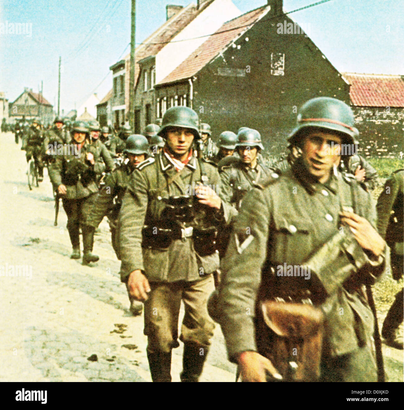 Invasion, D-Day, la Belgique, l'allemand, les troupes de la Wehrmacht, en passant, de soldats, de la Seconde Guerre mondiale, la Belgique, mai 1940 Banque D'Images