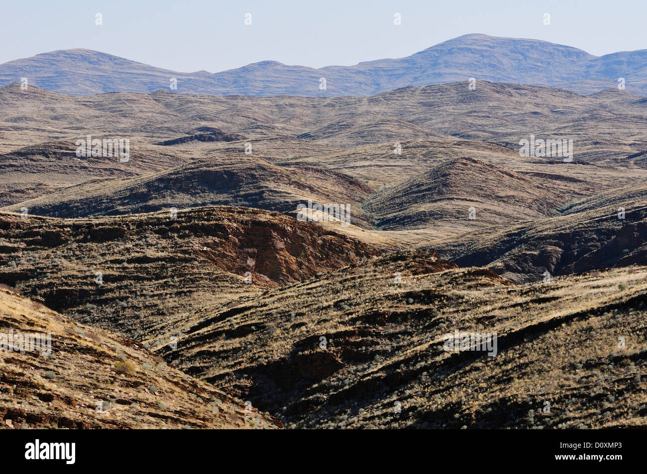 L'Afrique, Namib, Naukluft, Parc, Namibie, désert, plier, géologie, paysage, horizontale, monochromatique, collines, les collines Banque D'Images