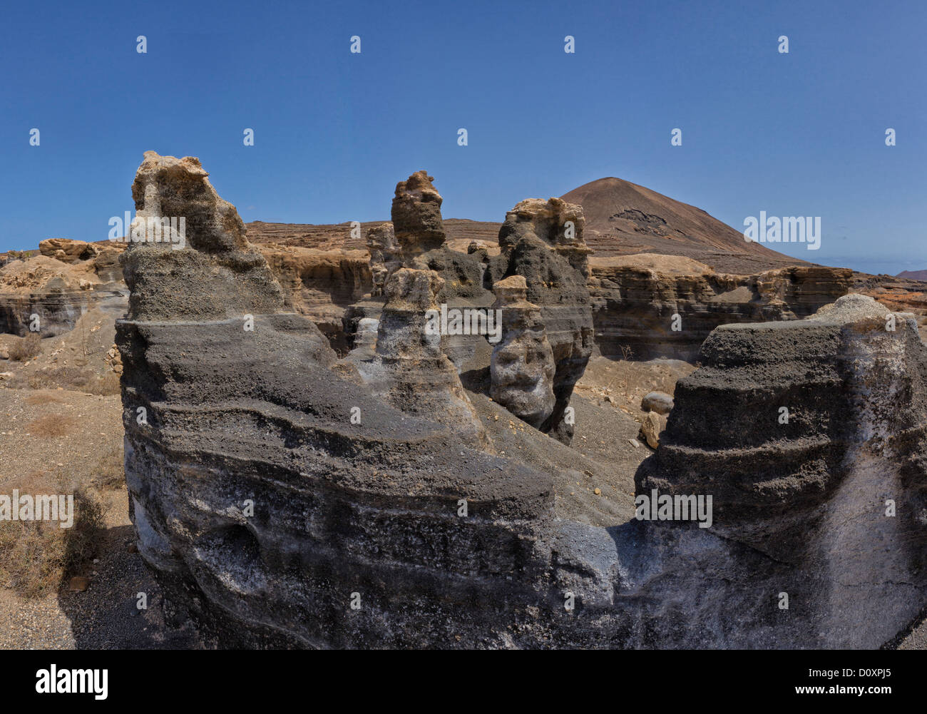 L'Espagne, Lanzarote, Teseguite, Bizarre, rochers, paysage, été, montagnes, collines, îles Canaries Banque D'Images