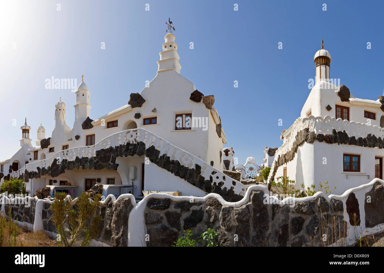 L'Espagne, Lanzarote, tias, de style Gaudi, maisons, maison, été, Canaries, Banque D'Images