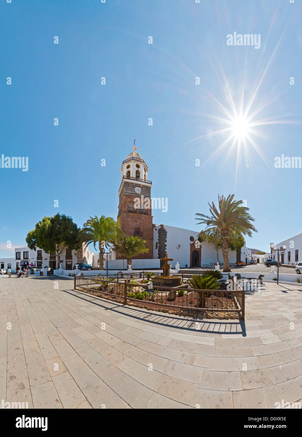 Teguise, Lanzarote, Espagne, Iglesia de Guidalupe, ville, village, forêt, bois, arbres, été, Canaries, Banque D'Images