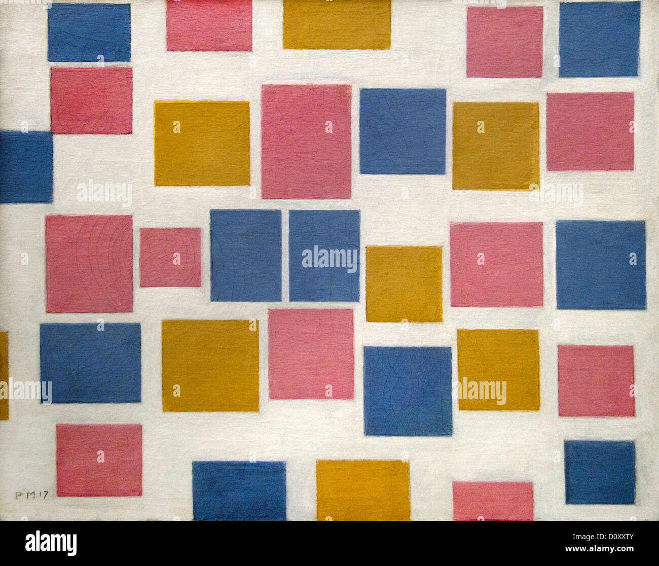 Pas de composition avec 3 plans couleurs Piet Mondrian (1872 - 1944) néerlandais Mondrian Banque D'Images