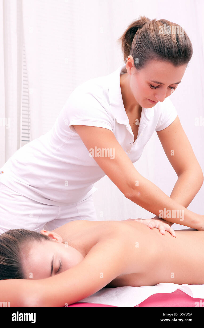 Thérapie manuelle ostéopathie rachis lombaire Banque D'Images