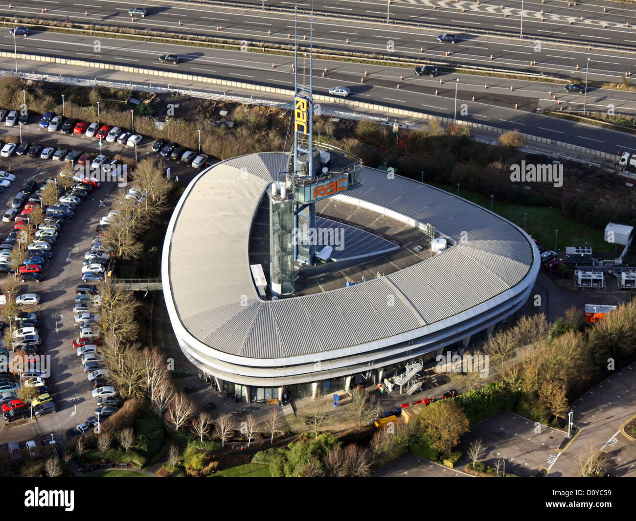 Vue aérienne du centre de contrôle régional de RAC, Bristol à la jonction de l'autoroute M5 et M4 Banque D'Images