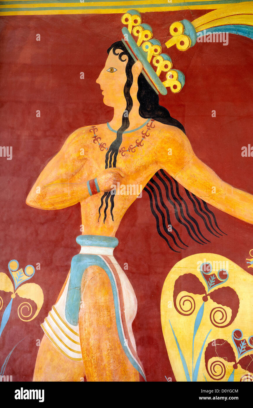 'Prince de lis" ou "prêtre-roi Relief', Palais de Knossos, Crete Banque D'Images