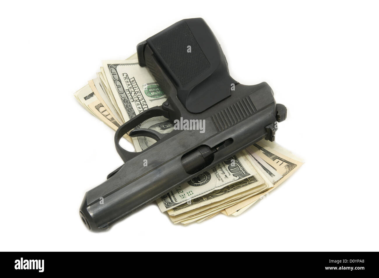 Dollars et un fusil Banque D'Images