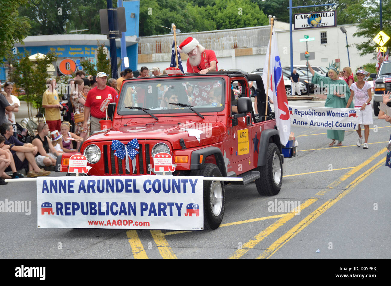 Parti Républicain Anne Arundel participer à la parade du 4 juillet dans la région de Annapolis, Maryland Banque D'Images