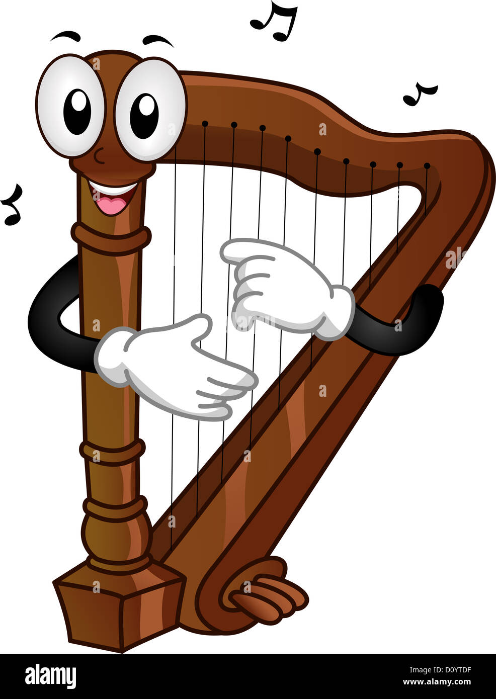 Mascot Illustration d'une harpe à plumer ses cordes Banque D'Images
