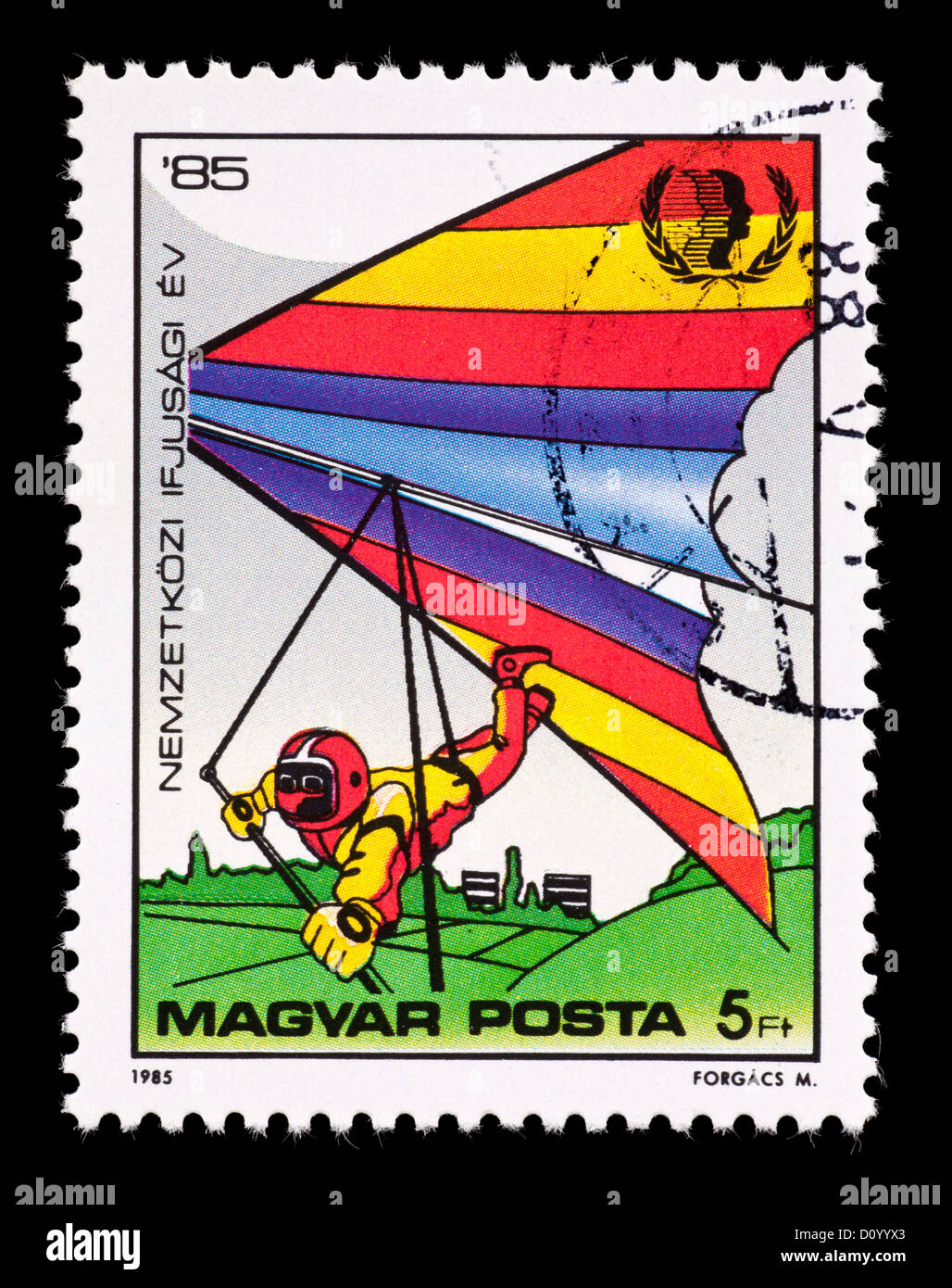 Timbre-poste de Hongrie représentant un planeur. Banque D'Images