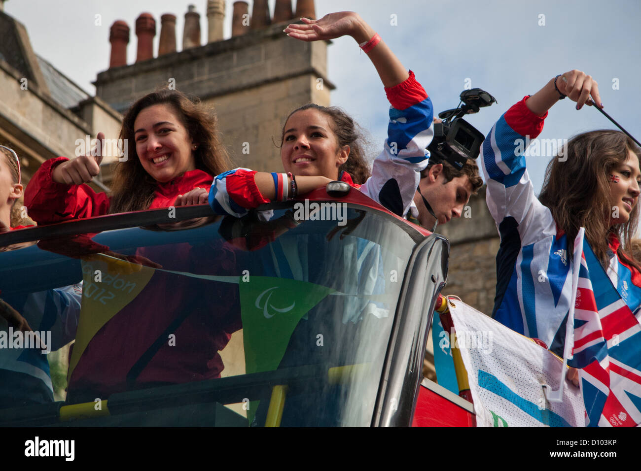 Défilé de bienvenue à Bath pour les athlètes formés à l'Université de Bath qui a concouru dans les Jeux Olympiques de 2012 à Londres Banque D'Images