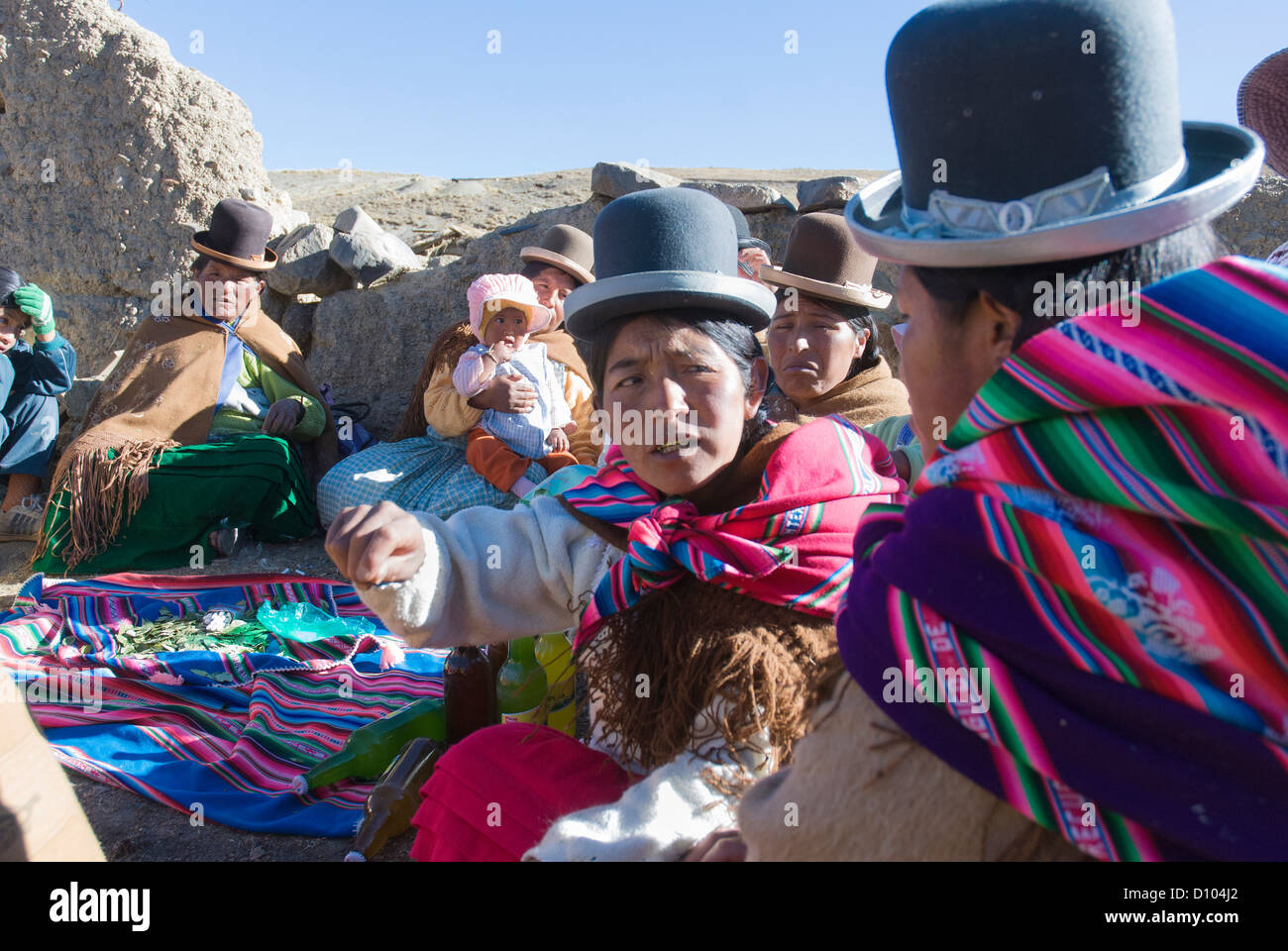 Réunion des femmes aymara de la Cordillère Real Banque D'Images