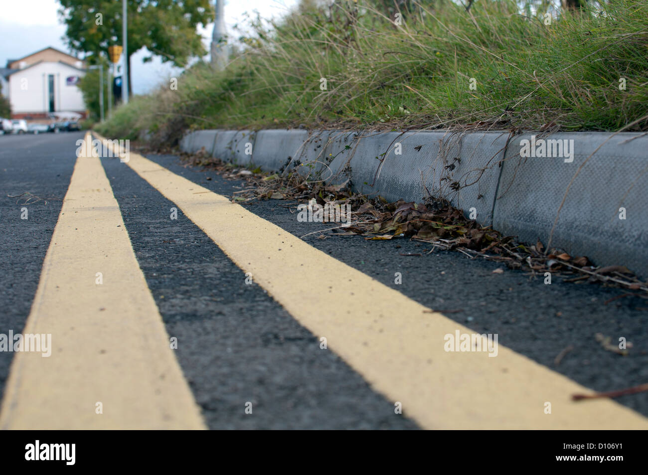 Les lignes jaunes double Banque D'Images