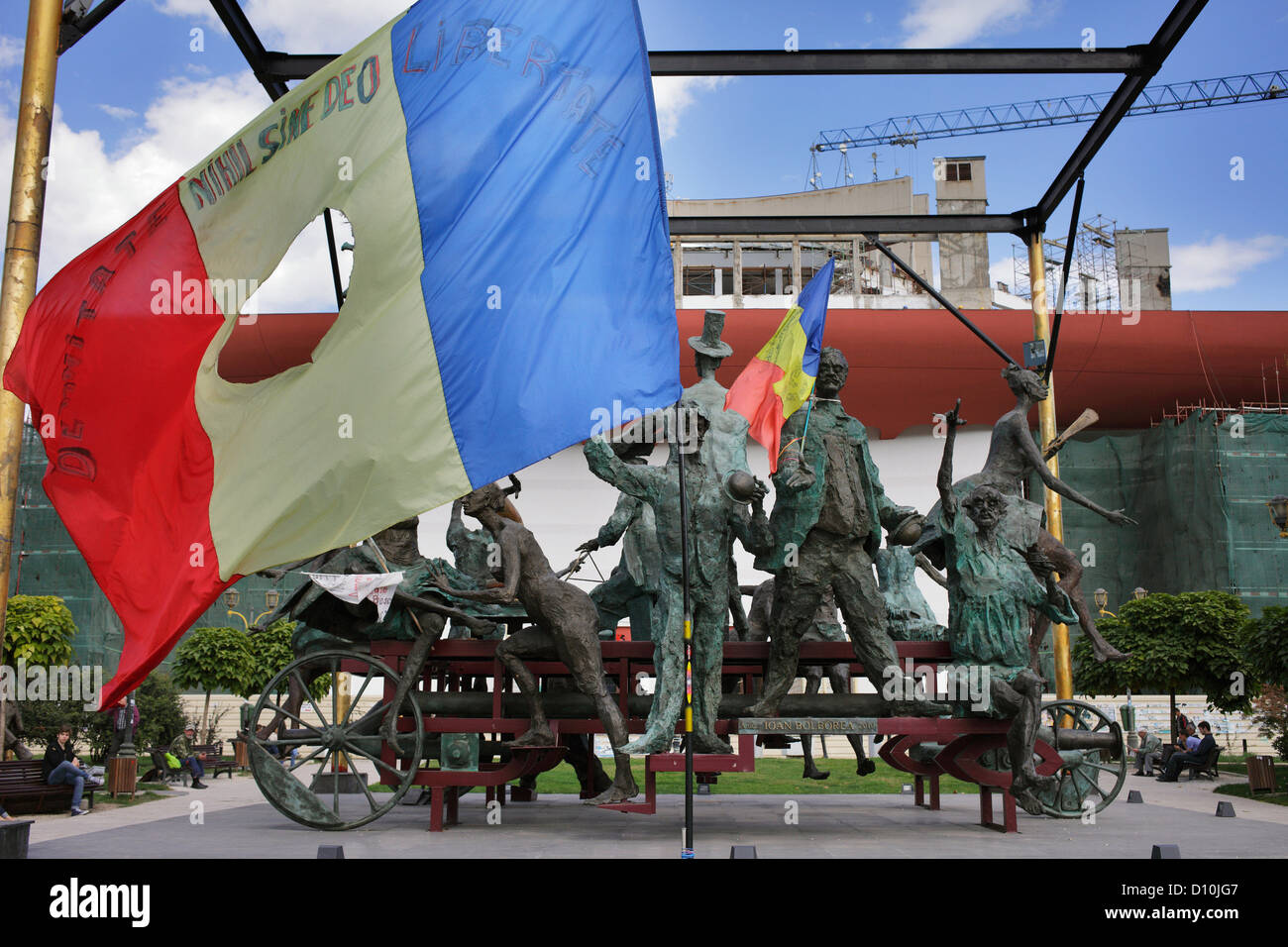 Bucarest, Roumanie, un monument pour commémorer les victimes de la révolution du 21 décembre 1989 de l'Université Place Banque D'Images