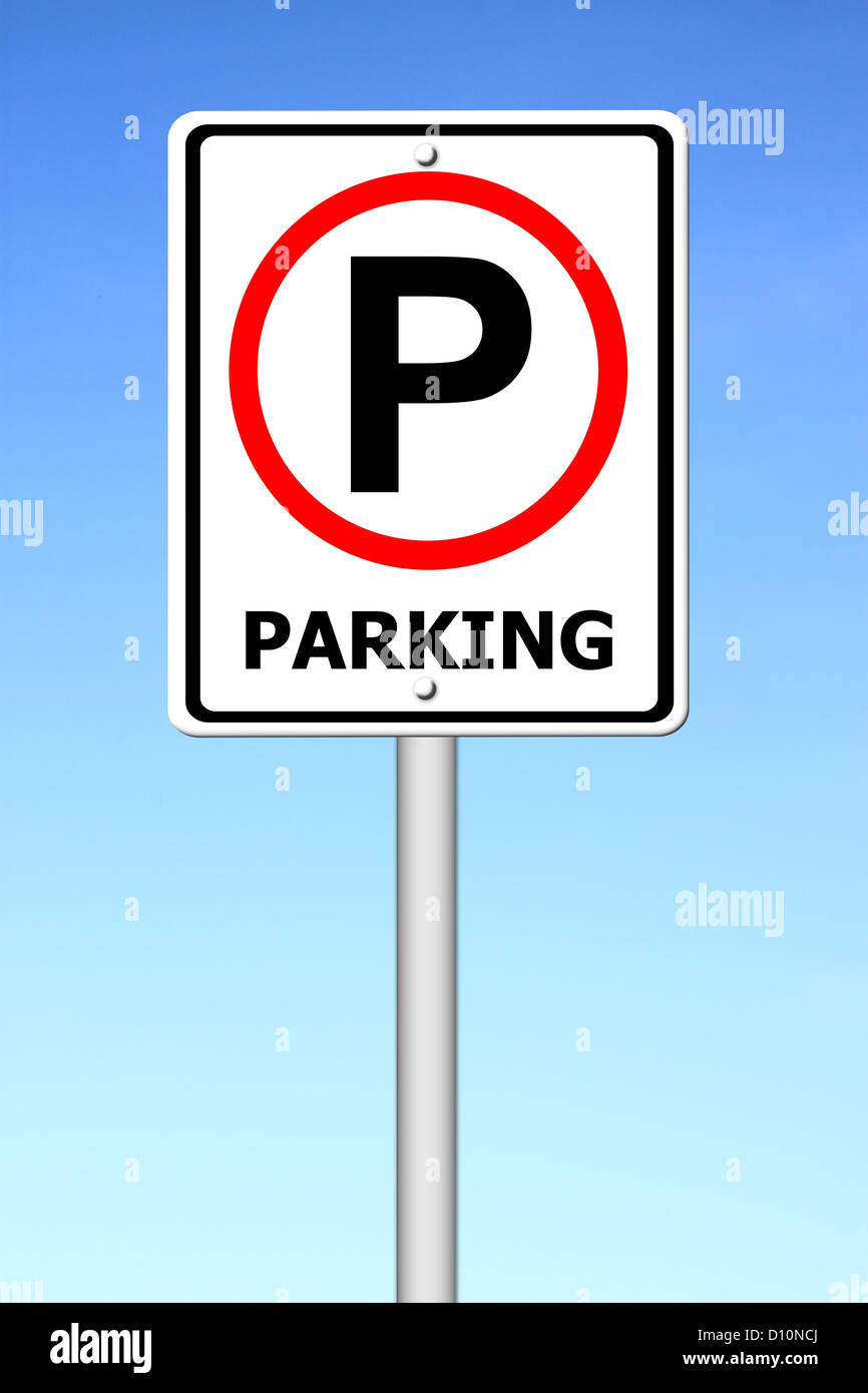 Parking sign avec un ciel bleu Banque D'Images