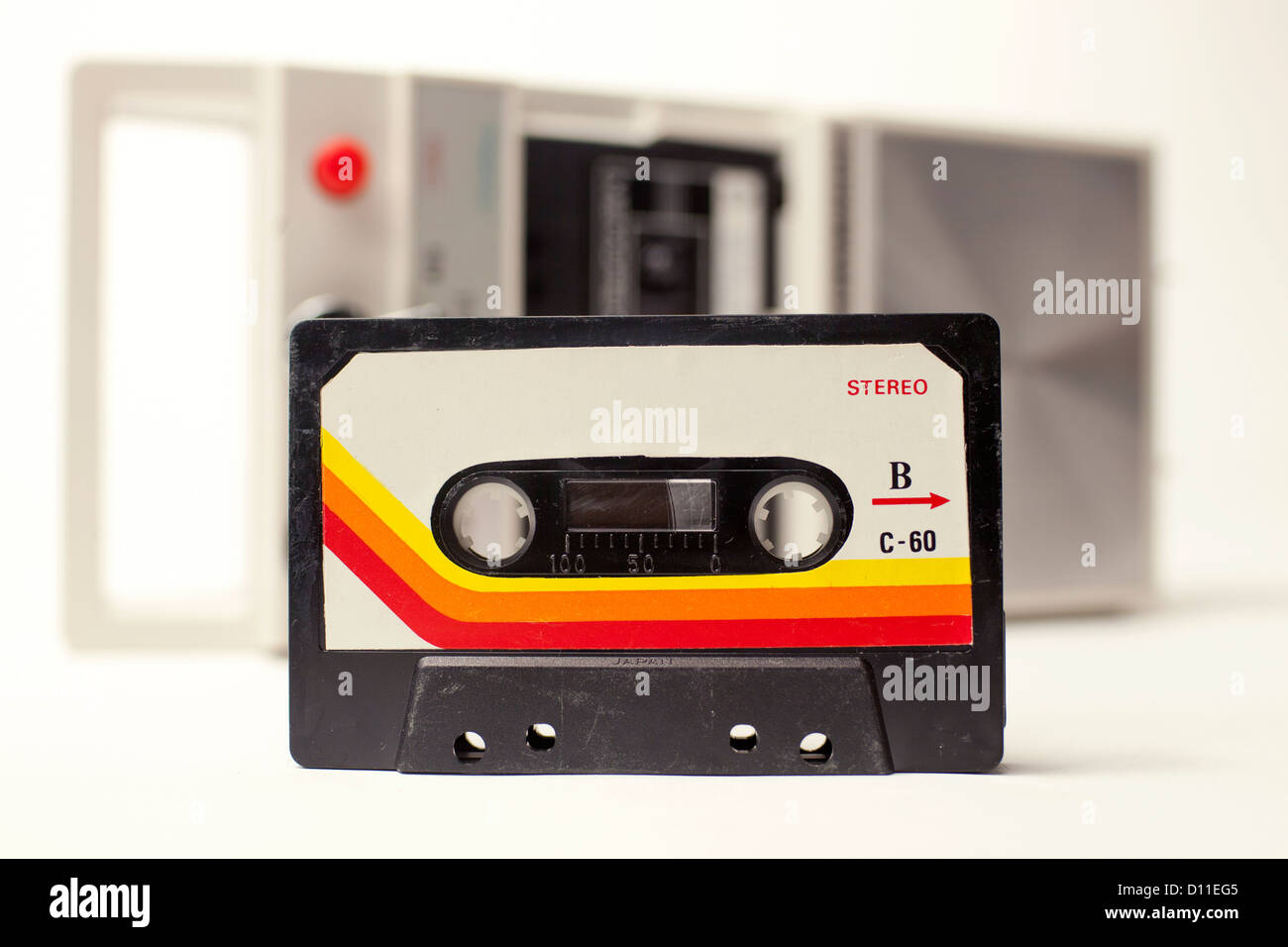 Une vieille cassette audio et de l'enregistreur Banque D'Images