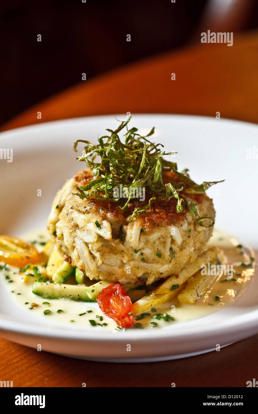 Robert Morris Inn, Oxford, Maryland, USA, Maryland crabcake style Banque D'Images