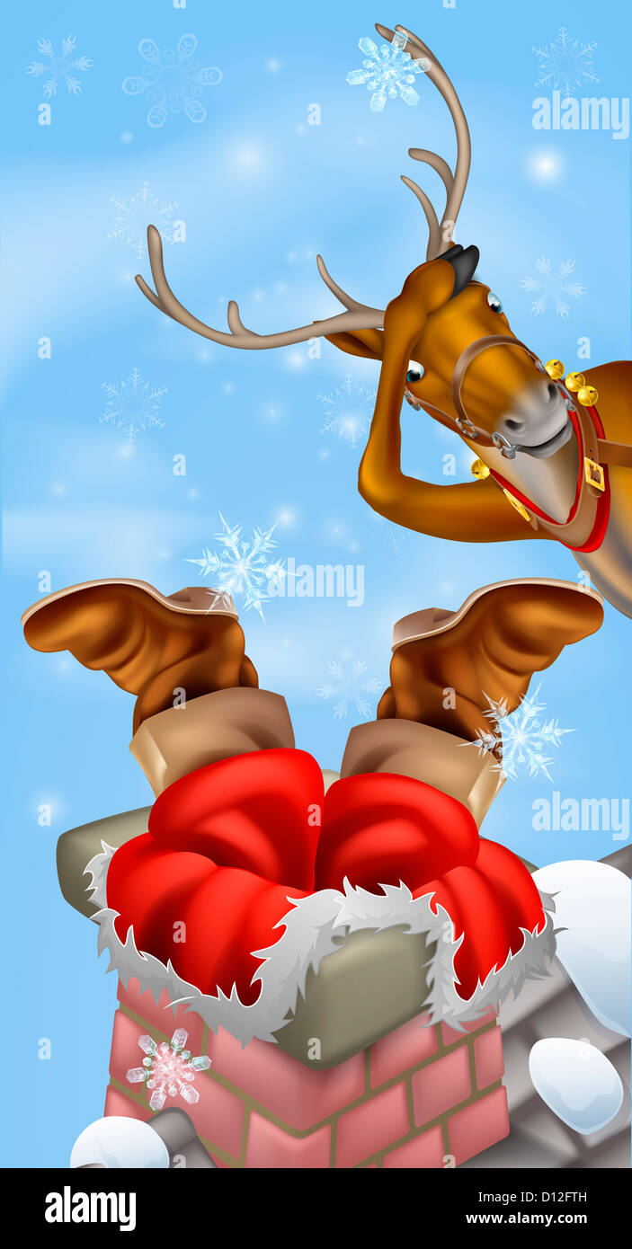 Dessin Humoristique De Noel Le Pere Noel Coince Dans Une Cheminee Tandis Que Ses Rennes Cherche Sur Dans Le Desespoir Photo Stock Alamy Dessin Humoristique De Noel Le Pere Noel Coince Dans Une Cheminee Tandis Que Ses Rennes Cherche Sur Dans Le Desespoir Photo Stock Alamy