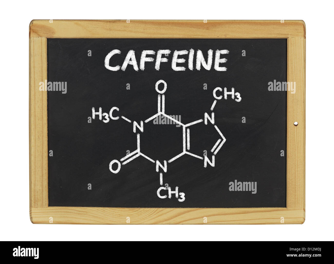 Formule chimique de la caféine sur un tableau noir Banque D'Images