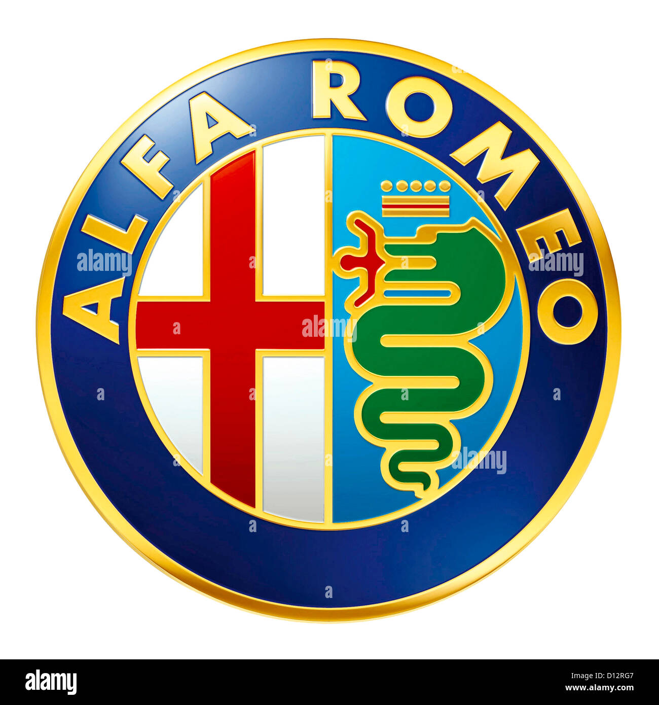 Logo de la marque Alfa Romeo du constructeur automobile italien Fiat Group dont le siège est à Turin. Banque D'Images