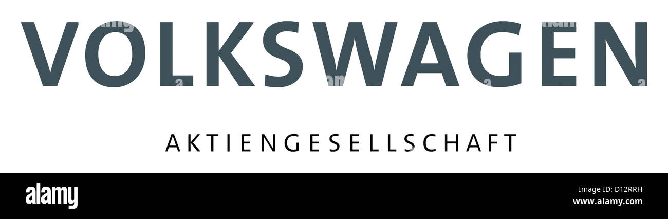 Logo de l'entreprise de la société de l'automobile allemand Volkswagen AG basé à Wolfsburg. Banque D'Images