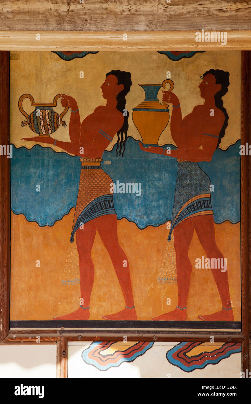 Palais de Knossos : Sud Propylaeum : Cup-Bearer Fresco Banque D'Images