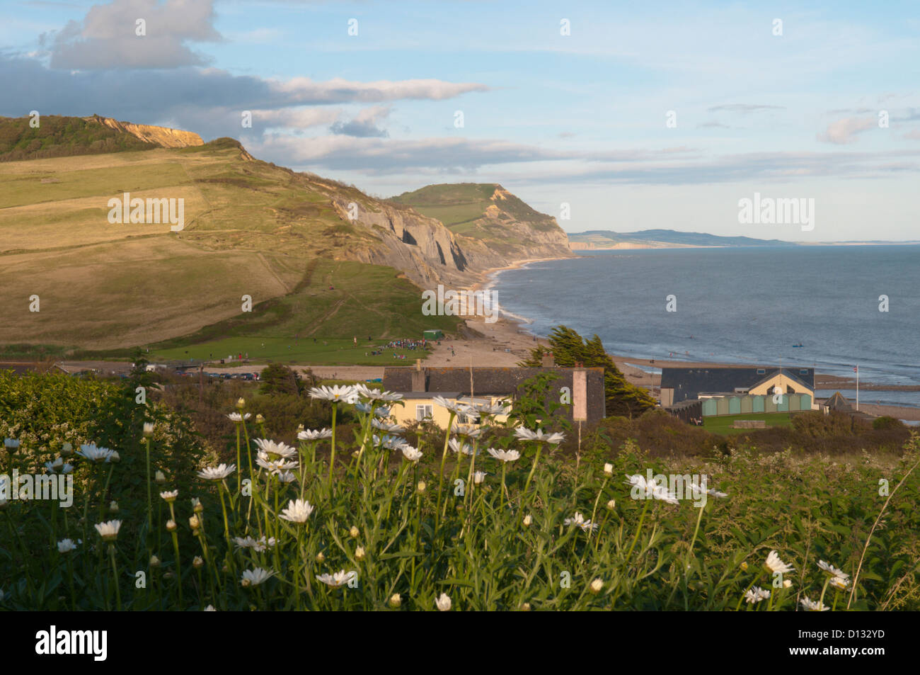 Voir l'est à travers la baie de Charmouth Golden Cap. Dorset, UK. Juillet. Banque D'Images