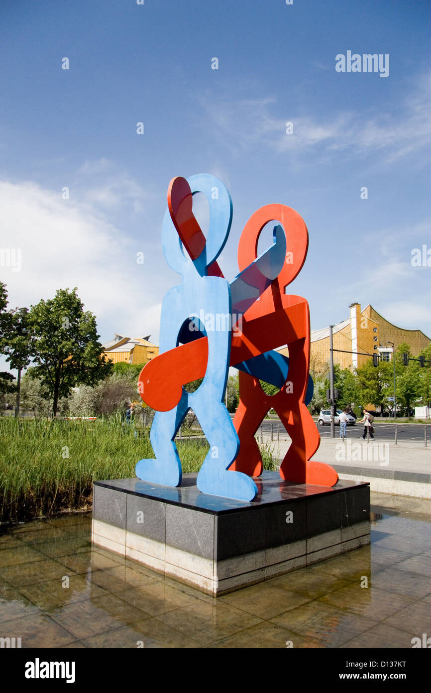 Berlin, Allemagne, Sans titre (les boxeurs) par Keith Haring Banque D'Images