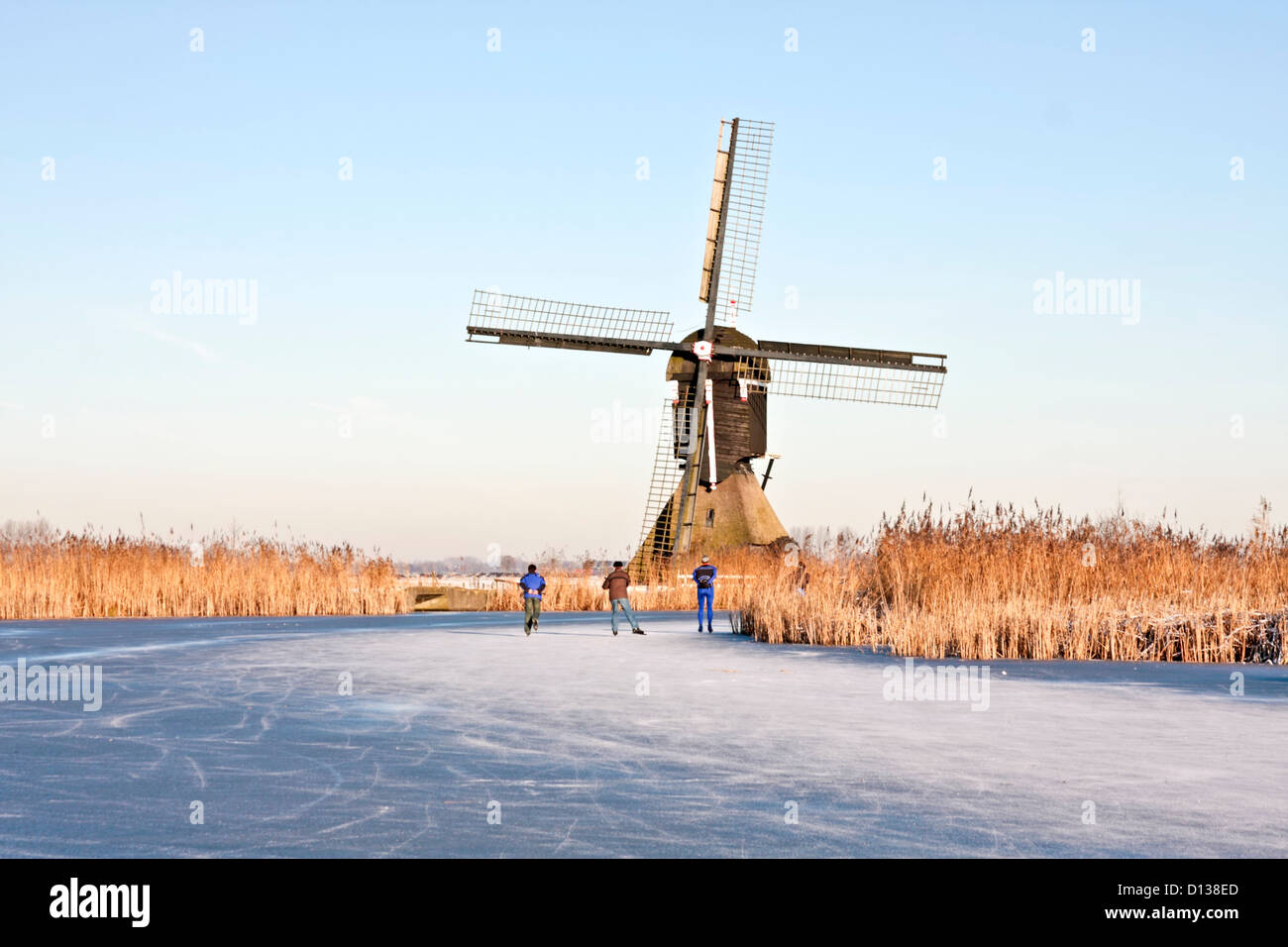 Patinage sur glace en hiver aux Pays-Bas Banque D'Images