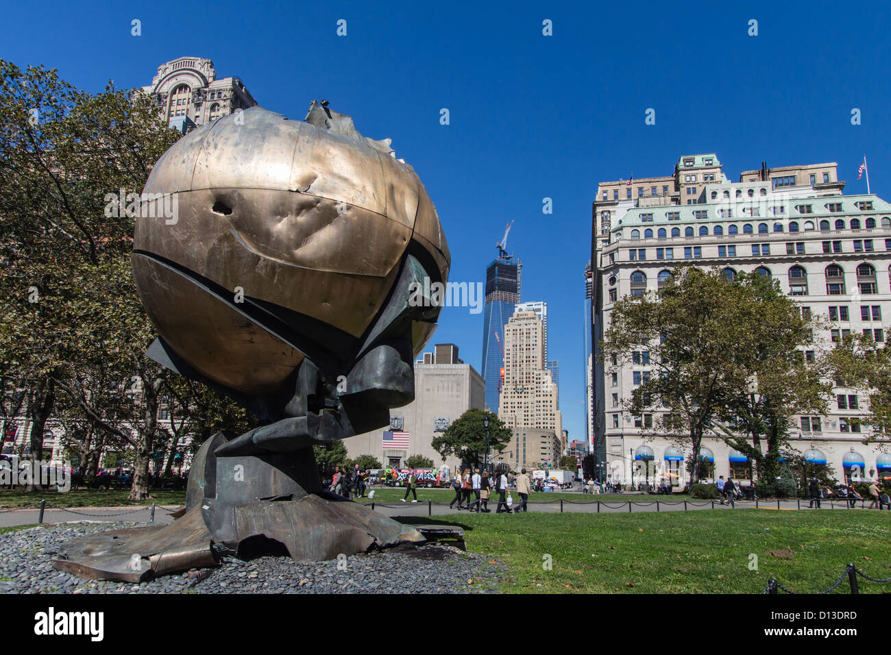 La sphère , Battary Sculpture Park, Quartier Financier de Manhattan, NYC Banque D'Images
