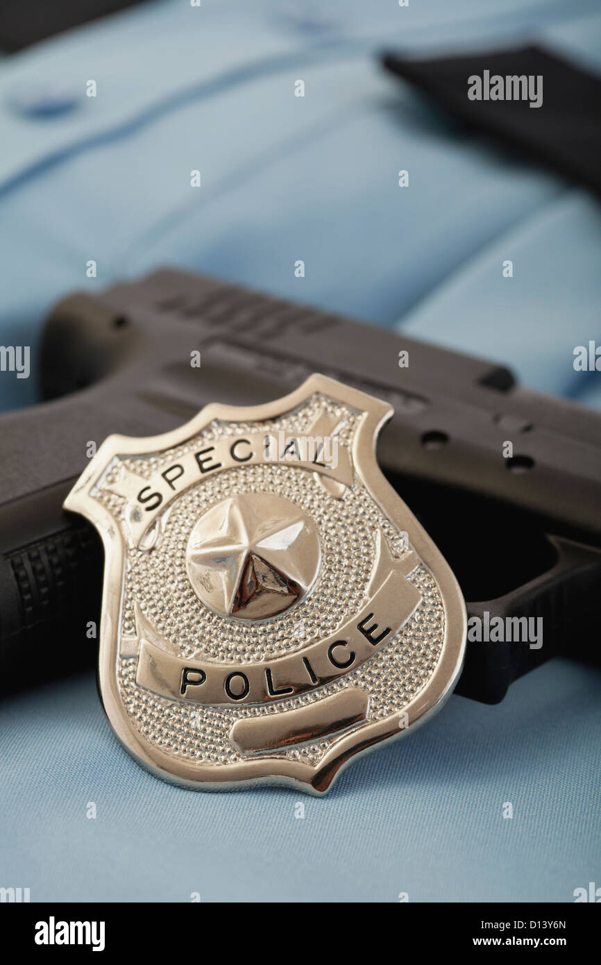Insigne de police et aux armes à feu Banque D'Images