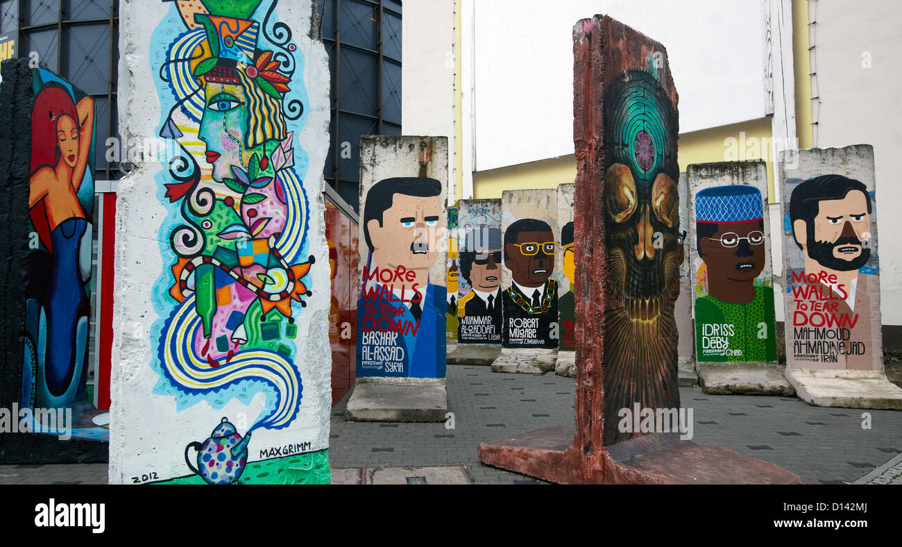 Les dictateurs du monde des graffitis sur le mur de Berlin Berlin Allemagne Banque D'Images