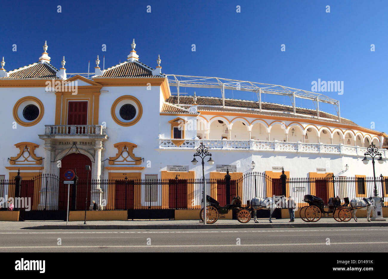 Entrée de l'arène de corrida à Séville, Espagne Banque D'Images