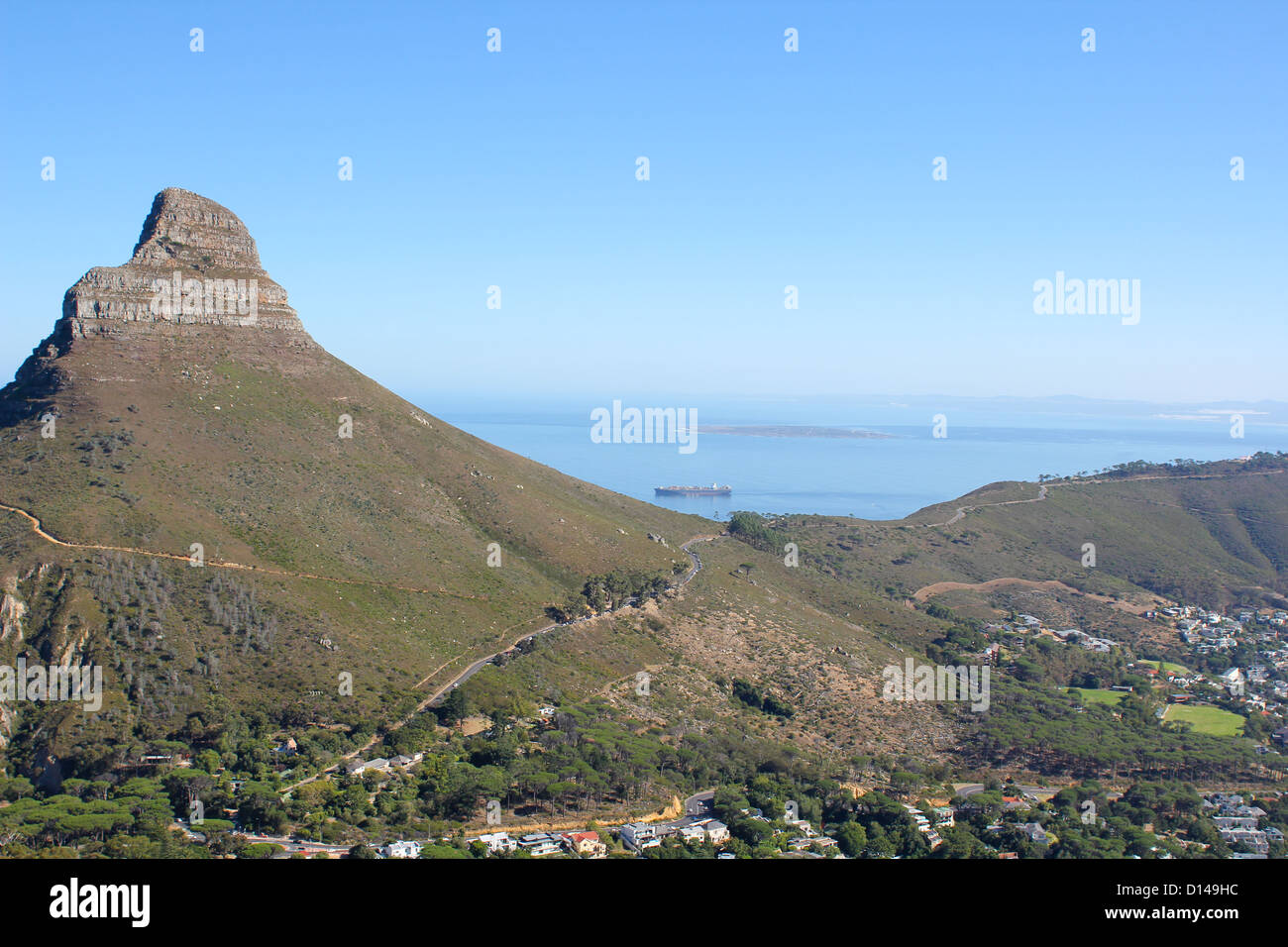 Image de lions head prises à partir de la table mountain à Cape Town, Afrique du Sud Banque D'Images