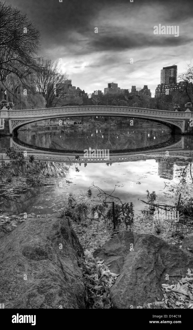 Central Park, New York City pont Bow Banque D'Images