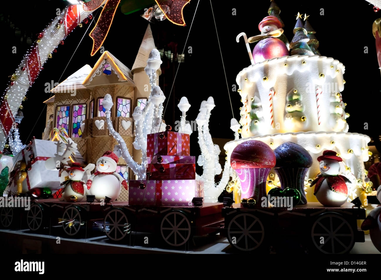 Noël décoration de luxe en plein air feux Banque D'Images