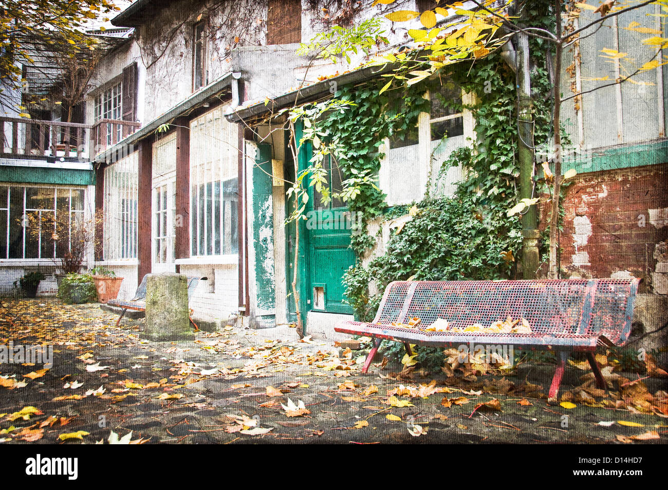 Allée pavée charmante artiste à proximité du Musée du Montparnasse - Villa Marie Vassilieff, Paris, France Banque D'Images