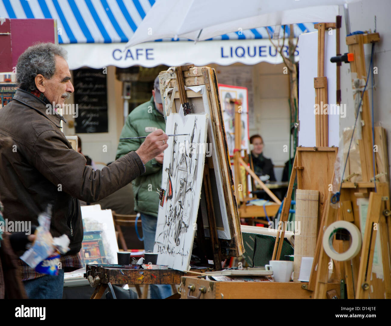 Peintres à la Place du Tertre à Paris à Montmartre, Paris, France. Banque D'Images