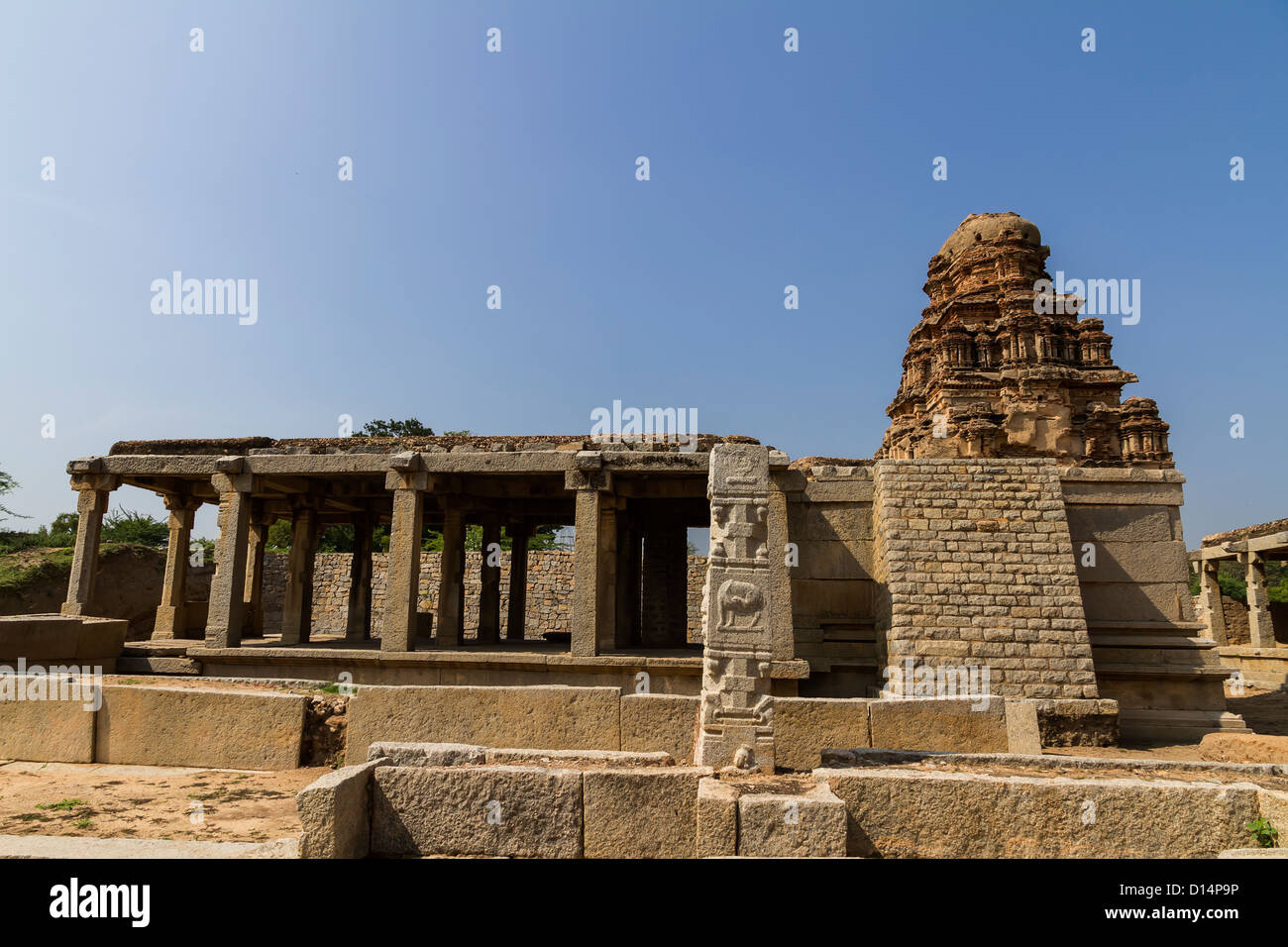 Madhava Temple, également connu sous le nom de temple Ranga, situé près de l'éléphant d'Équitation, Hampi, Inde Banque D'Images