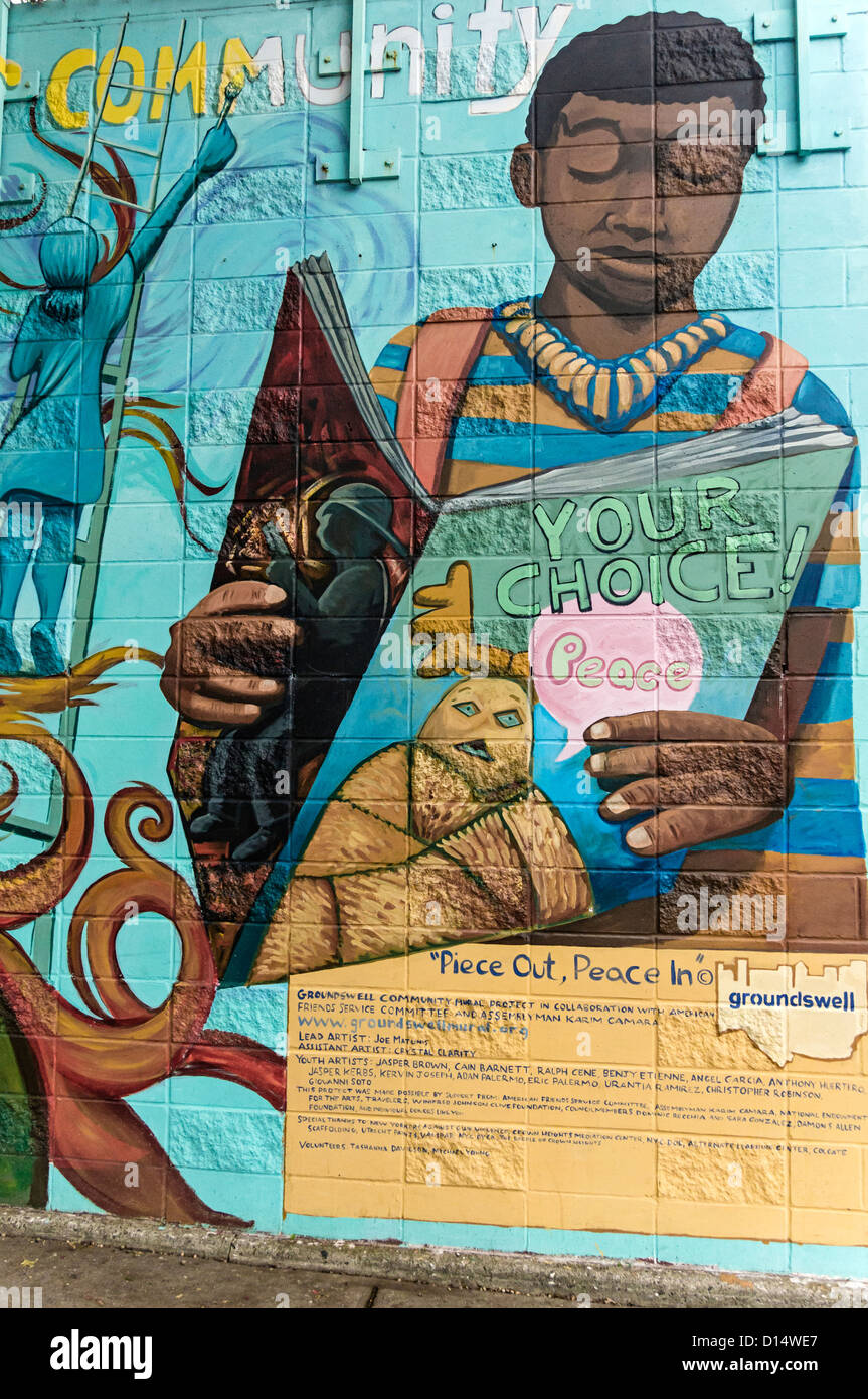 Peinture murale à Crown Heights, Brooklyn, New York, Banque D'Images