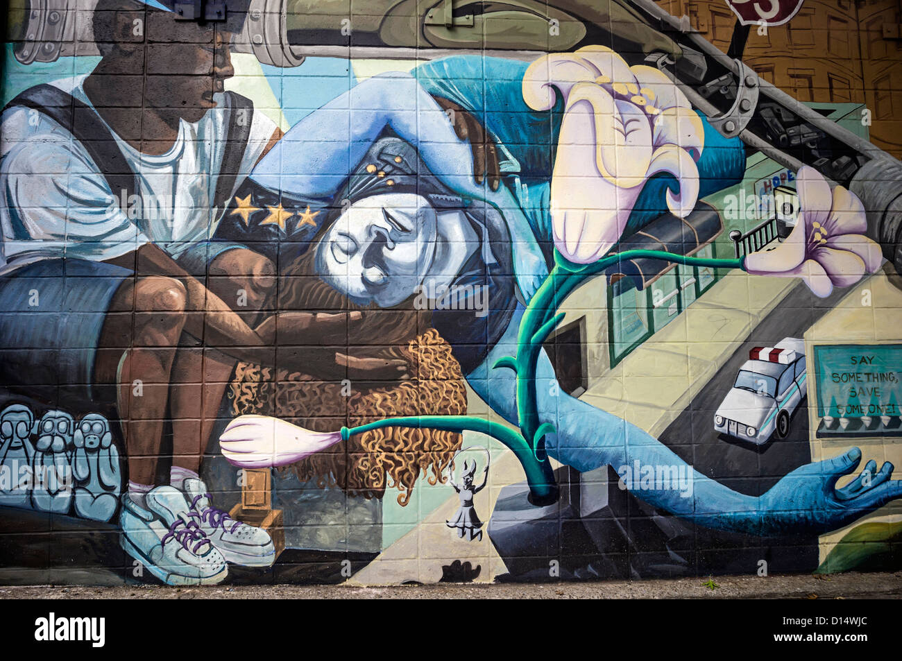 Peinture murale à Crown Heights, Brooklyn, New York, Banque D'Images