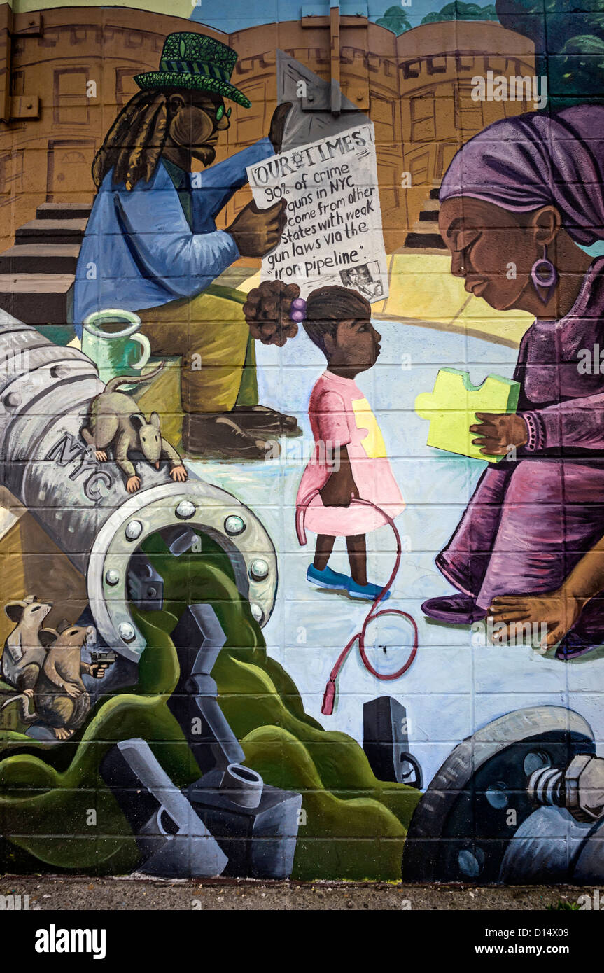 Peinture murale à Crown Heights, Brooklyn, New York, Banque D'Images