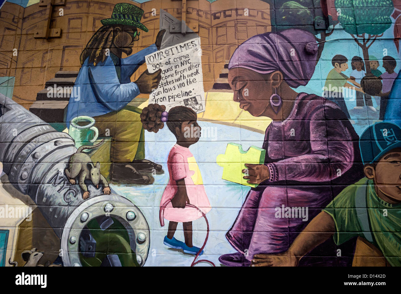 Peinture murale à Crown Heights, Brooklyn, New York, Banque D'Images