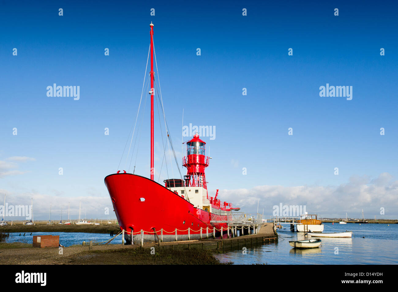 Les retraités lightship Trinity amarré à Tollesbury Saltmarsh. Banque D'Images