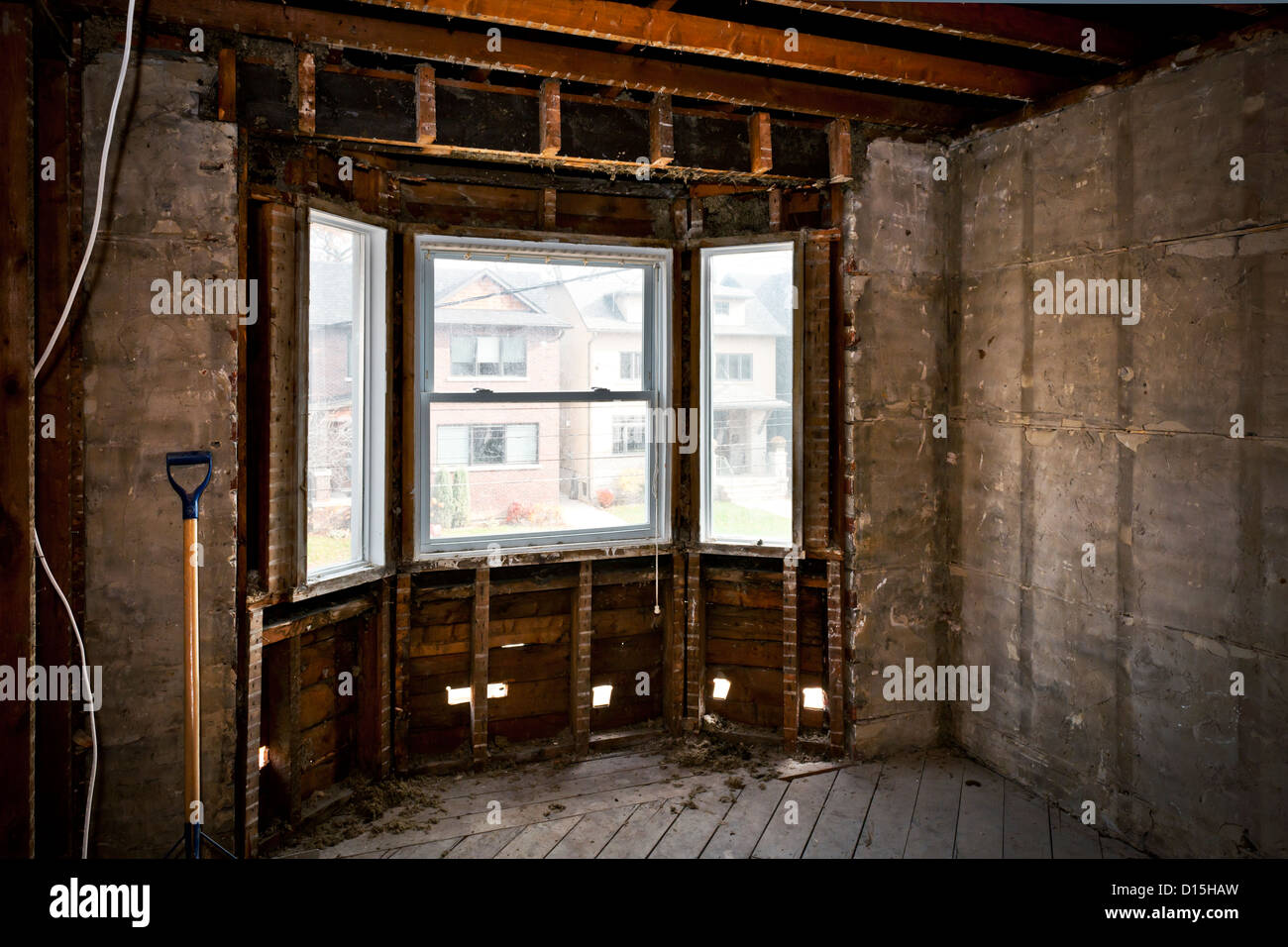 Intérieur d'une maison en rénovation intestinale at construction site Banque D'Images