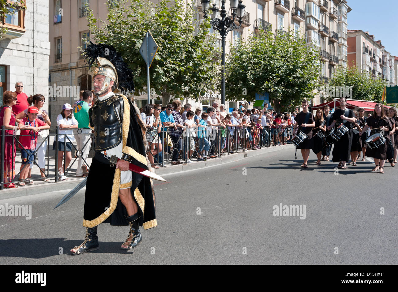 Santander, Espagne : guerres de la Cantabrie. Parade de recréer le débarquement des légions romaines en Cantabrie. Centurion romain et la Légion Banque D'Images