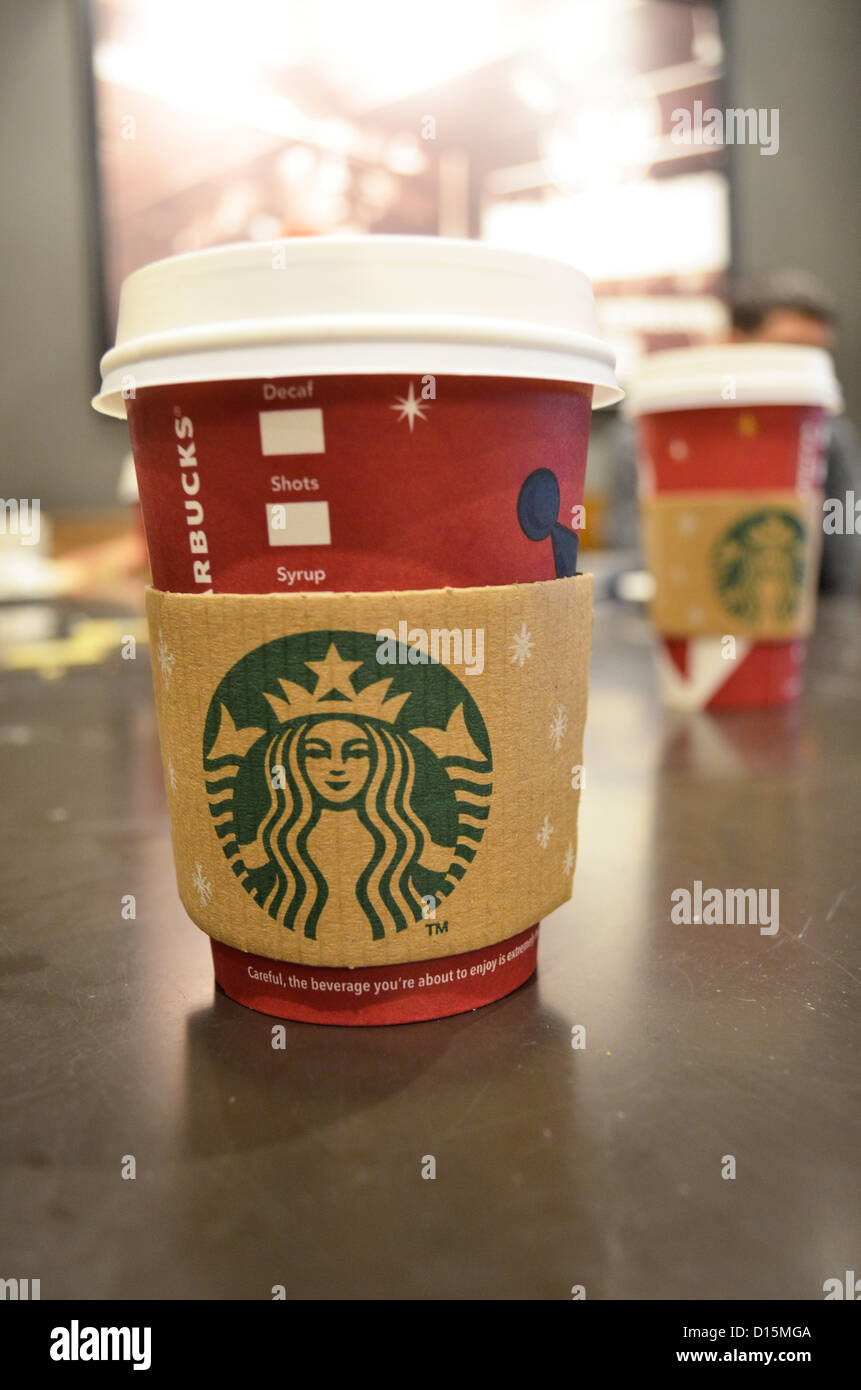 Noël latte Starbucks Banque D'Images