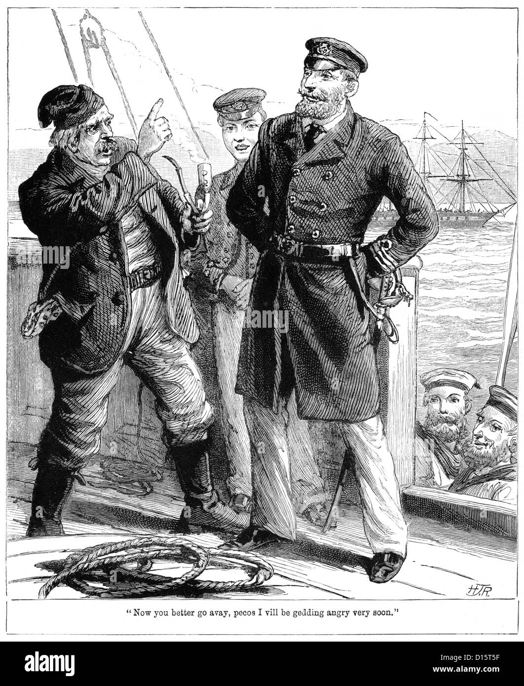 La gravure de l'époque victorienne de la colère du vieux marin, 1897 Banque D'Images