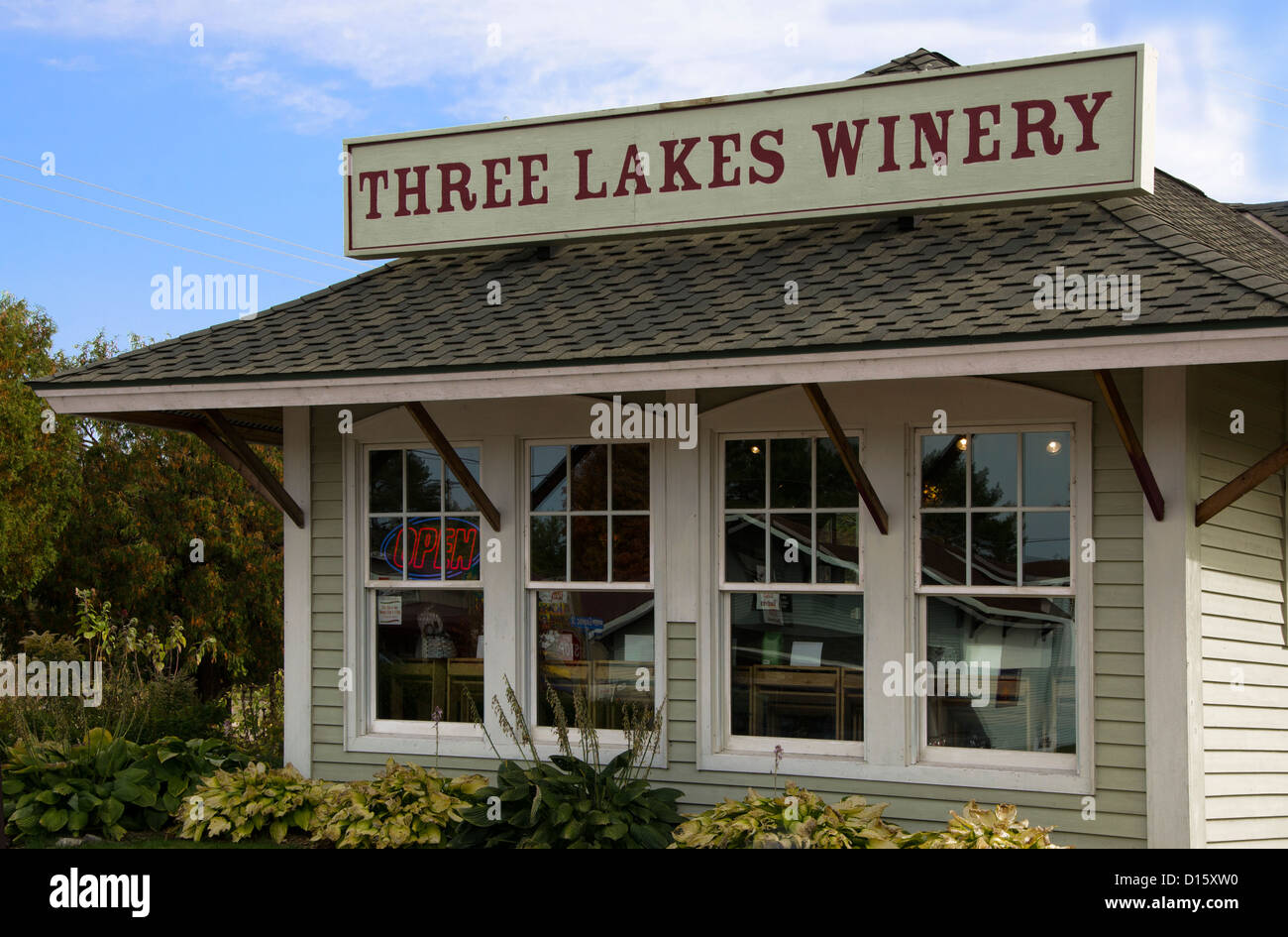 Trois Lacs Winery dans la ville de Northwoods, trois lacs du Wisconsin. Banque D'Images